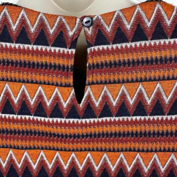 Zink London Dress Aztec Print Long Sleeve Rust Orange Small Stripes Western - Picture 6 of 12